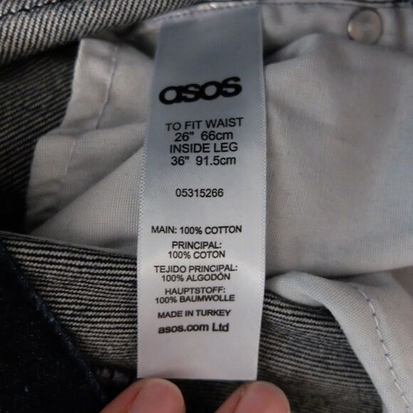 ASOS Denim Blue Fringe Hem Straight Button Fly Jeans Size 26 - Picture 8 of 10